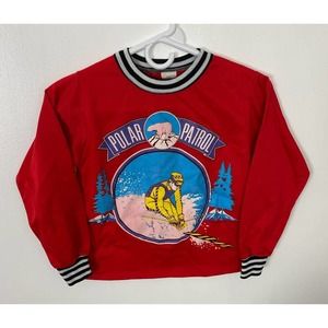 VTG 1987 Youth Wormser Polar Patrol graphic long sleeve ringer t-shirt, S (8-10)